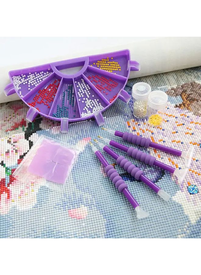 Purple Diamond Painting Tools Set With Tray Pen And Accessories For Mosaic Craft - Image 4
